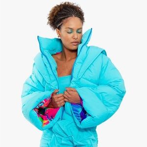 CHAOUICHE Vibrant Blue Women's Puffer Jacket XL